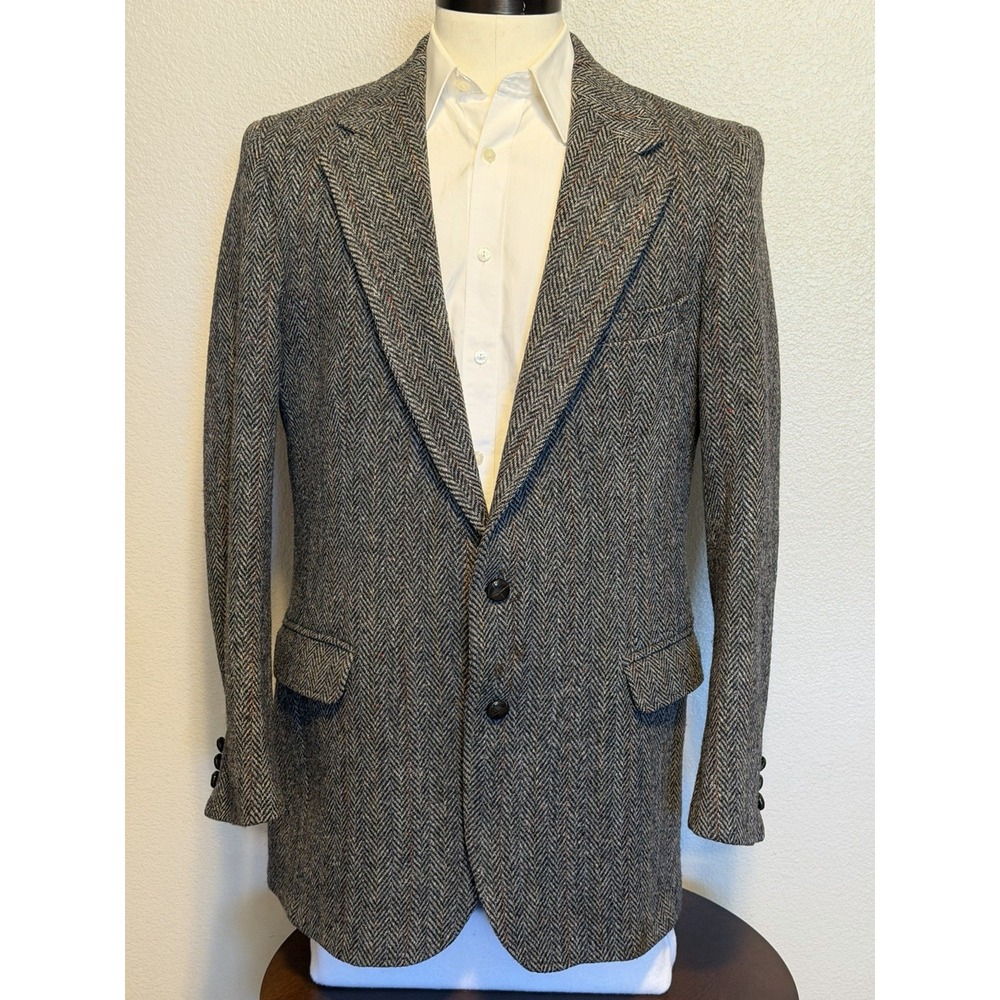 Vintage Harris Tweed 100% Wool Blazer Herringbone Speckle Sport Coat sz.42 USA